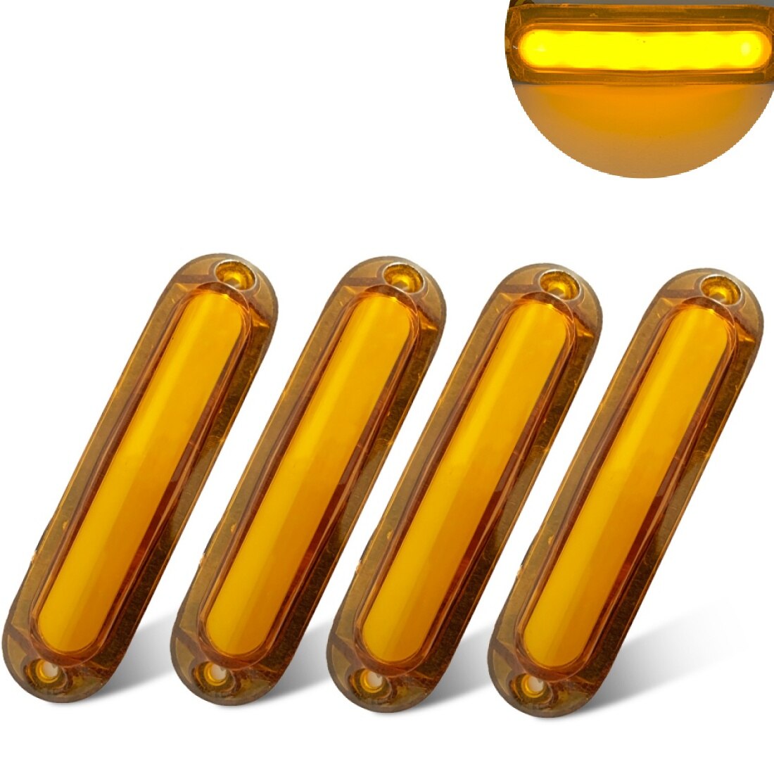 Fuleem 4PCS Amber 6 SMD LED Side Outline Marker Tail Light Clearance Lamp Truck Trailer 10V-30V Waterproof