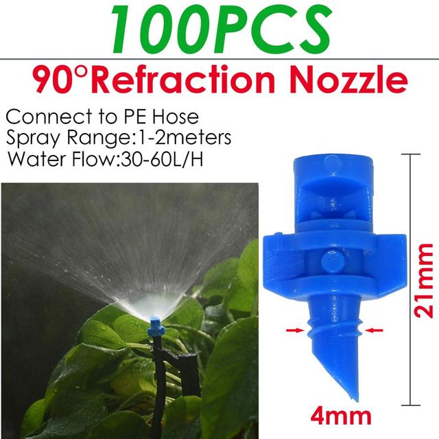 20PCS 90/180/360 Degree Angle Simple Refraction Nozzle Sprinkler Head Thread Connection Garden Tree Irrigation Mist Sprayer: C-90-100PCS