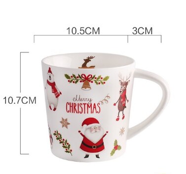 Christmas Coffee Mugs 500ml Large Capacity Christmas Ceramic Milk Tea Cup Drinking Water Bottle: C matte