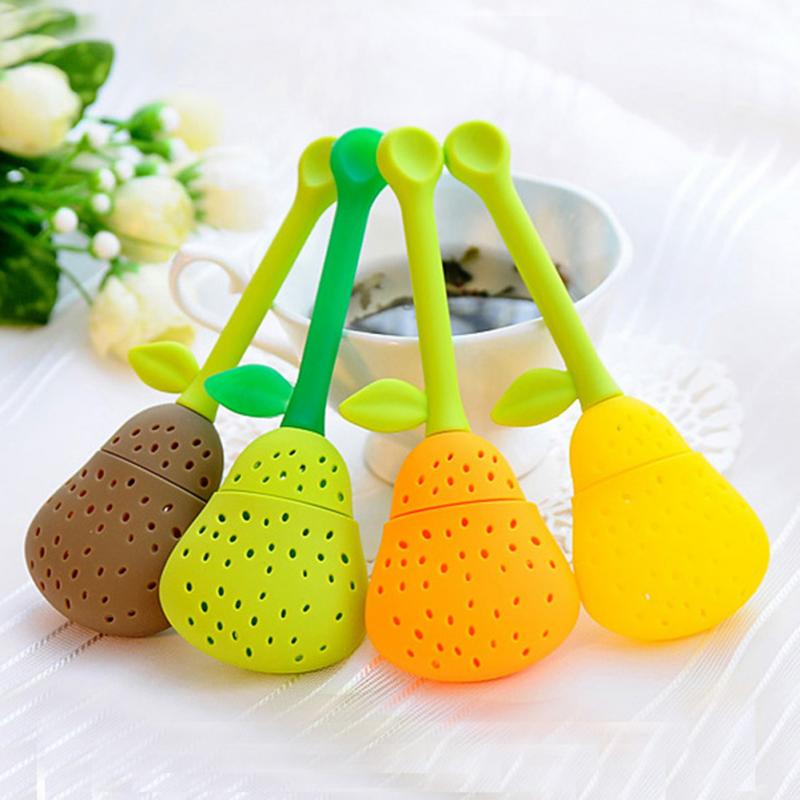 Colador de hojas de té en forma de pera de silicona, Infusor de especias, herramienta de filtro, coladores de té portátiles, accesorios para el té: Default Title