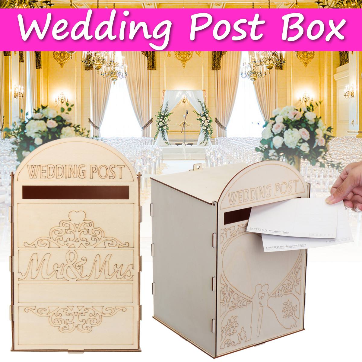 Diy Wooden Wedding Supplies Mailbox Royal Mail Style Ornaments Wedding Post Box Card Boxes with a Key