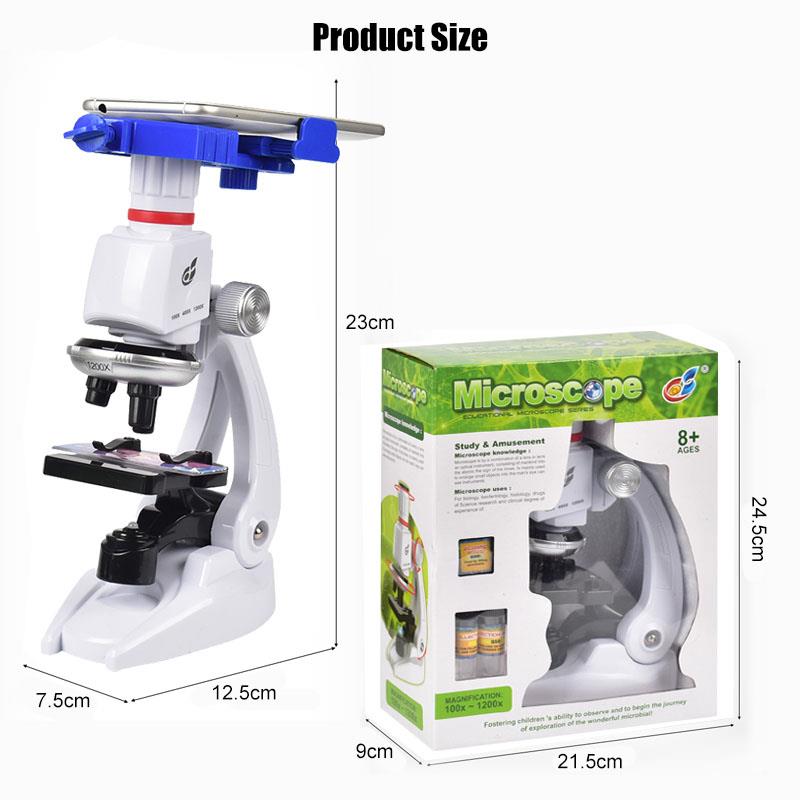 1200X Student Monocular Biological Microscope Set LED Home School Science Educational For Kids Child Lab Optical Instruments