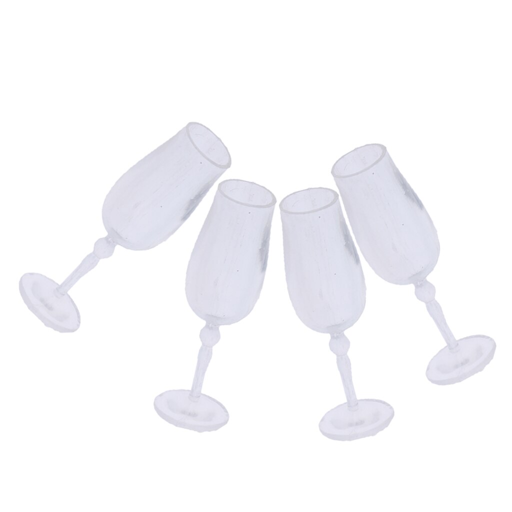 4 Pieces 1/12 Dollhouse Miniature Clear Wine Glass Juice Cup Goblet Model