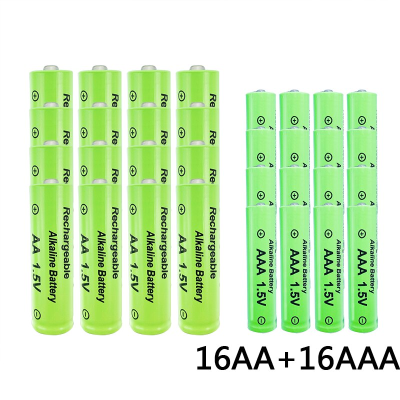 AA + AAA rechargeable AA 1.5V 3800mAh/1.5V AAA 3000mah Alkaline battery flashlight toys watch MP3 player replace Ni-Mh battery: 32pcs