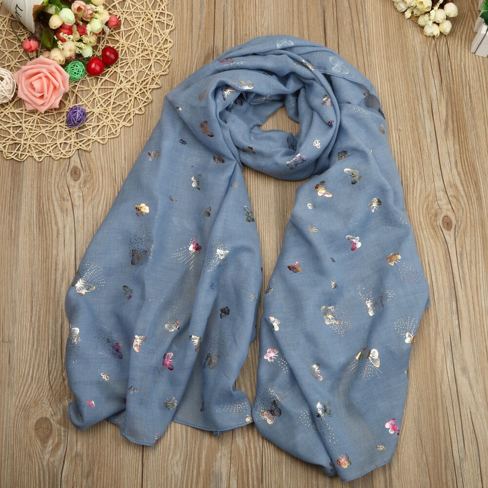 Écharpe à imprimé papillon pour femme, foulard doux, coupe-vent, accessoires, châle, chauffe-cou, étole