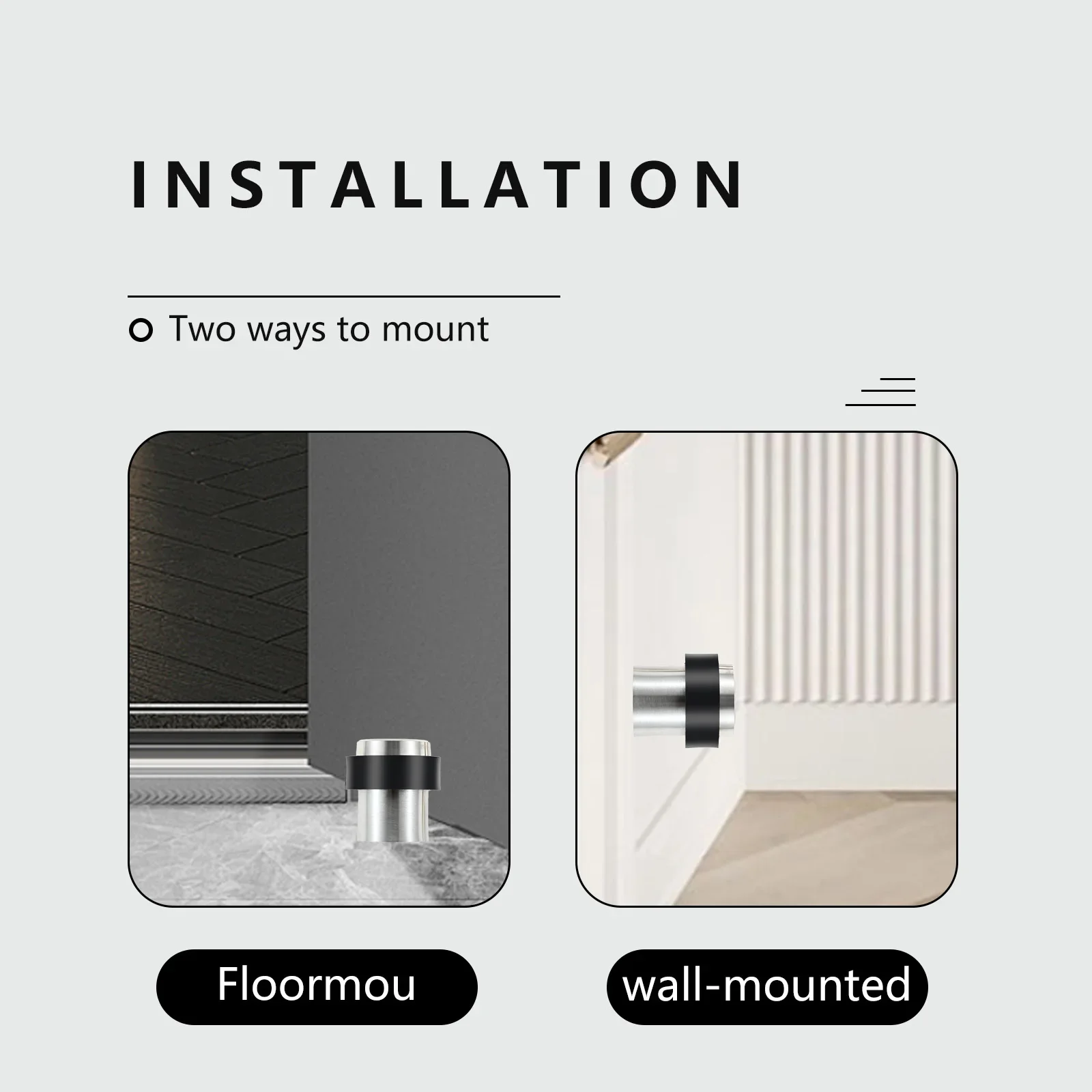 Tope de puerta silencioso de acero inoxidable, Tope de puerta cilíndrico anticolisión montado en la pared, para puertas de azulejos de cerámica, vidrio y madera, 1 unidad