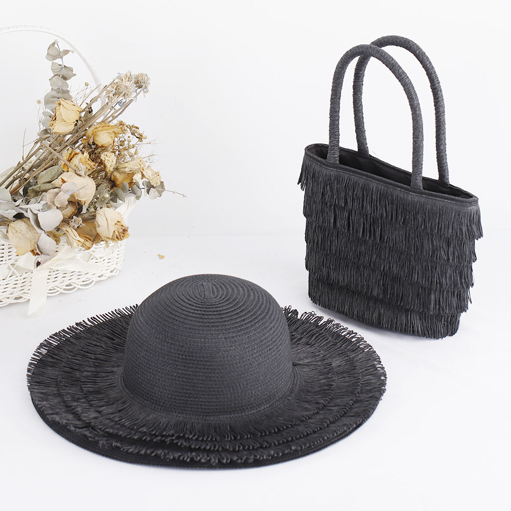 2023 Hoeden Voor Dames Brede Golfmuts Strohoed Dameshoeden Voor De Zon Dameshoed Zomerhoedje Kwastje Hoedtas Pak Zonneklep: Lavendel