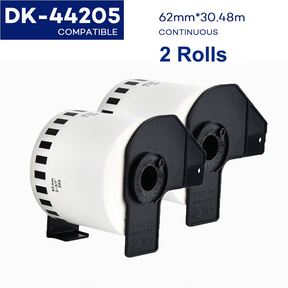 2 etykiety rolkowe kompatybilne z drukarką termiczną Brother QL570 DK 22205 DK11209 DK22205 ciągłe i wycinane standardowe etykiety adresowe: 2Rolls DK-44205
