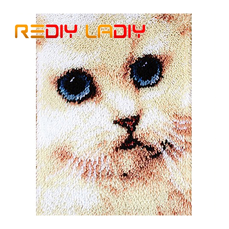 Matta med låskrok gör din egen matta sovande katt virkkudde gör-det-själv matta matta akrylgarn tryckt canvas hobby & hantverk: Zd117