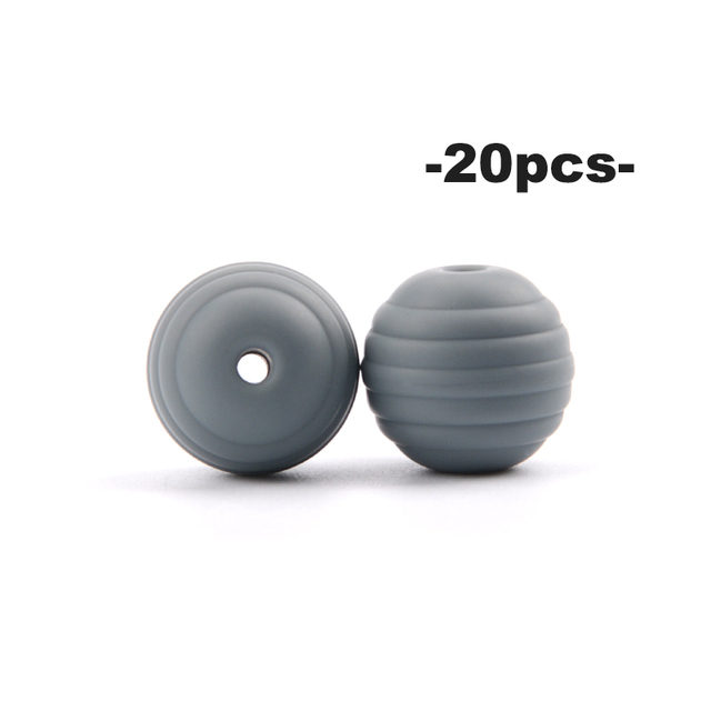 LOFCA – perles de dentition en Silicone pour bébé, 20 pièces, en spirale, rondes de alimentaire, 15mm, DIY, perles filetées sans BPA, anneaux de dentition pour bébé: Bleu profond