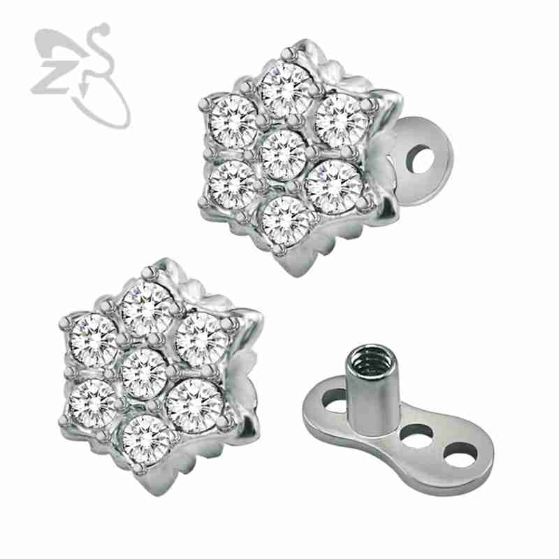 ZS micro dérmica Piercing Acero inoxidable Zirconia colorida con anclaje dérmico Piercings Top con anclaje dérmico piel Piercing de la superficie del buzo