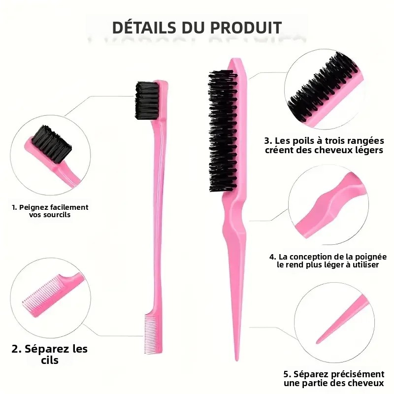 Juego de Herramientas de peinado DIY, cepillo para el cabello, Kit de herramientas para trenzar, incluye peine para peinar el cabello, peine de cola de rata, cepillo para bordes, cepillo para el cabello