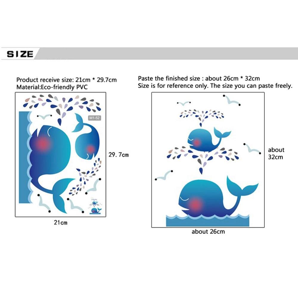 Cartoon cute whale wall stickers living room cupboard Home Decor kids room Decal waterproof Removable toilet stickers decoration