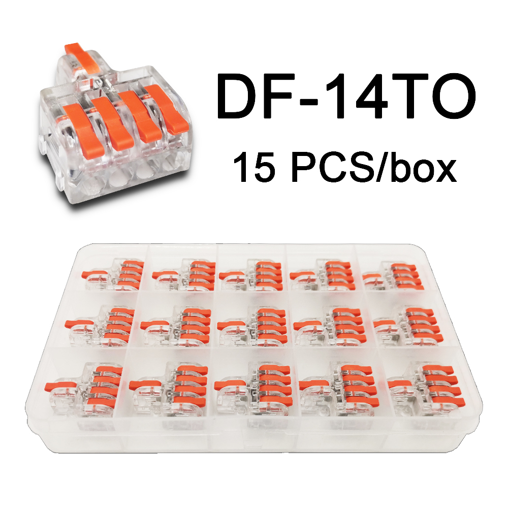 Mini Fast Boxed Wire Connector DF-12/13/14/15 Compact Conductor Spring Wiring Connector Conductor Push-in Terminal Block: 14 TO 15PCS