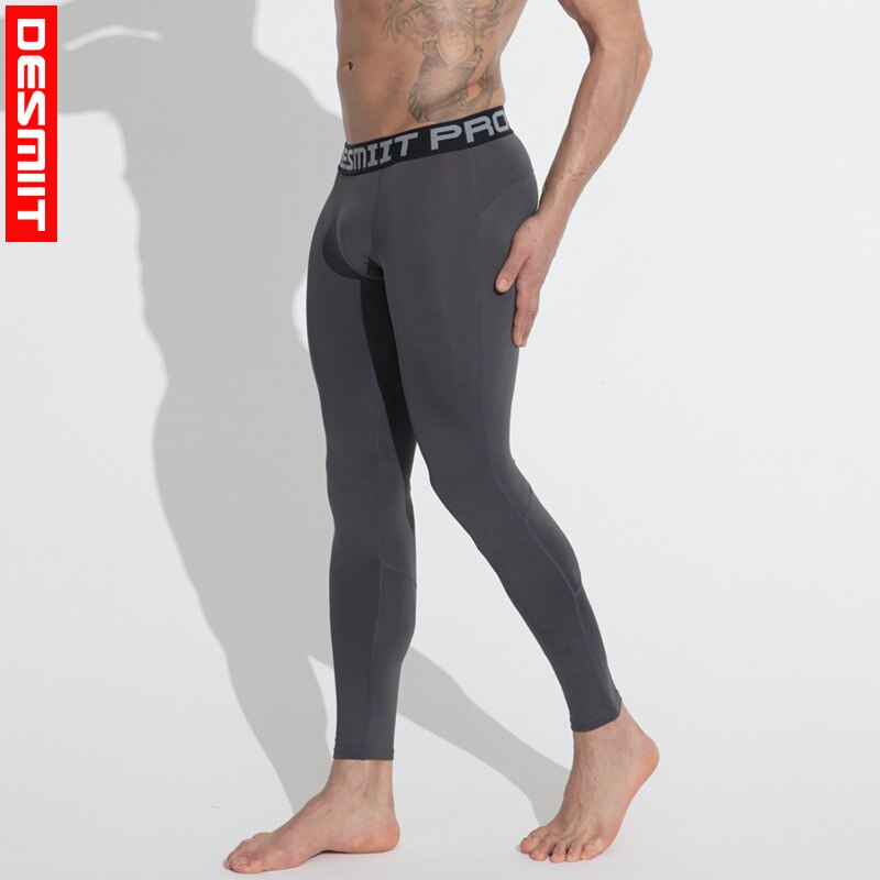 DESMIIT summer long pants men's tight sports basketball fitness pants riding pants elastic full comfortable