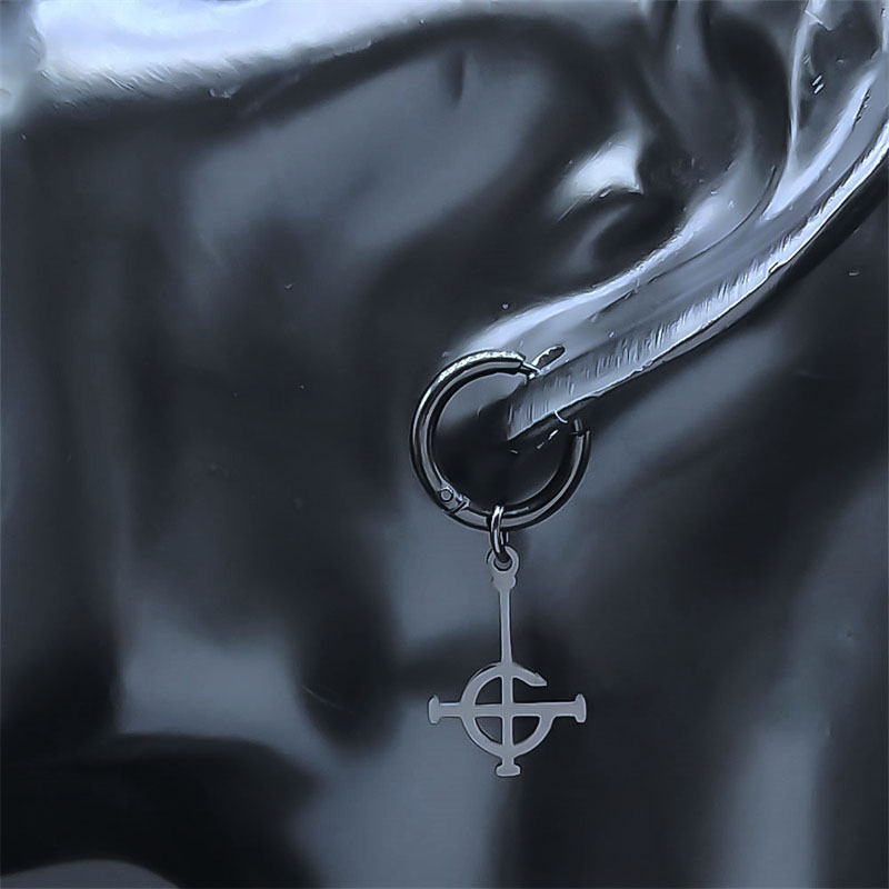 Pendientes góticos Ghost BC sin nombre, pendientes colgantes de acero inoxidable, banda Ghoul, Pope, máscara de emergencia, cartel Grucifix, pendiente de gota, joyería E1722
