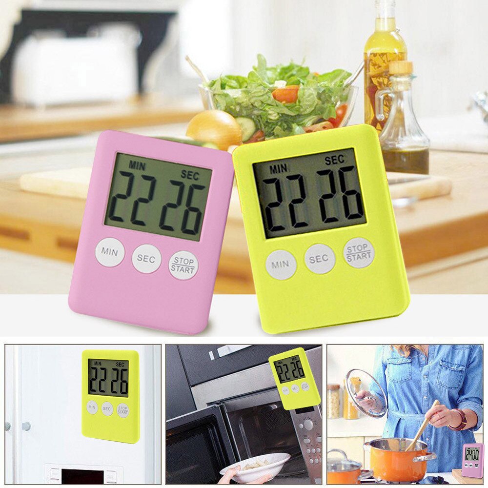 Magnet Kitchen Cooking Timers LCD Digital Screen Kitchen Timer Square Cooking Timer Count Up Countdown Alarm #Y5