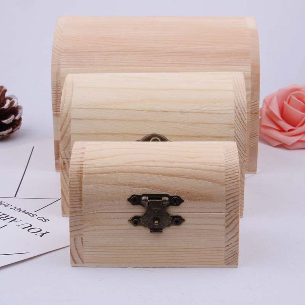 3 Sizes Solid Wood Arched Box DIY Painted Blank Handmade Wood Storage Box Home Decoration