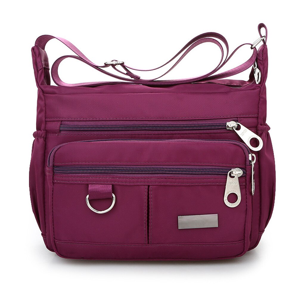 Casual Nylon Bag Shoulder Bags Messenger Multilayer Bag Waterproof Nylon Lady Mom Casual Handbag Bolsos Sac a Main: purple