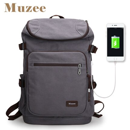 Mannen Usb Rugzak Canvas Rugzak Mode Grote Capaciteit Tas Voor Mannen Causale Rugzak Voor 15.6 ''Laptop: Gray USB