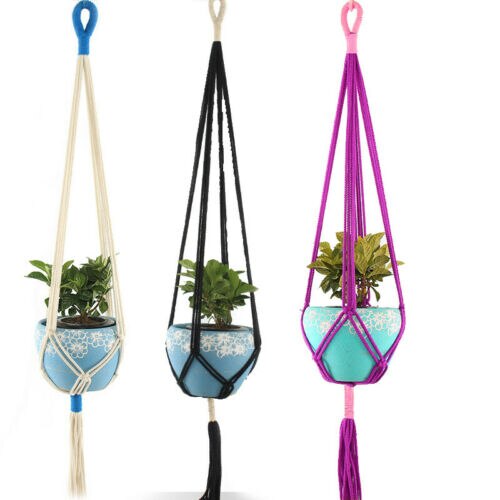 Cesta colgante de jardín, colgador de macramé para planta Retro, soporte de maceta de flores, jardineras de cuerda para decoración del hogar, suministros de jardín, novedad, 1 ud.