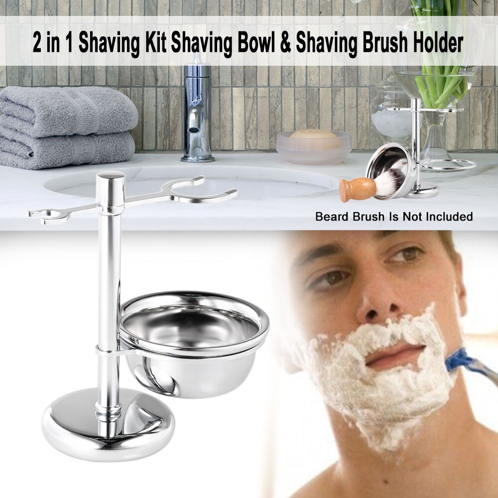 2 in 1 Männer Razor Halter Edelstahl Rasieren Halter für pinsel &amp; Rasieren Seife Schüssel männer Rasierzeug Männlichen Rasieren Werkzeug Set