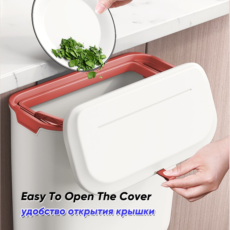 Trash Can Kitchens Cabinet Door with Lid Kitchen Trashs Bin Garbage Bins Wall Mounted Hanging Trash Bin Counter Garbage Bins