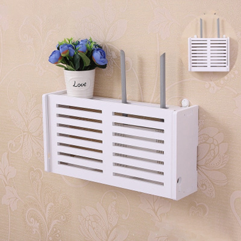 Wifi Router Storage Box Shelf Wall Mount Wood Cable Power Plus Wire Bracket Bracket Cable Organiser Waterproof for homr diy: 1