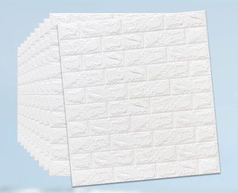 Pegatinas de espuma 3D para pared, de ladrillo, autoadhesivos impermeables para decoración del hogar, habitación de niños, sala de estar: White