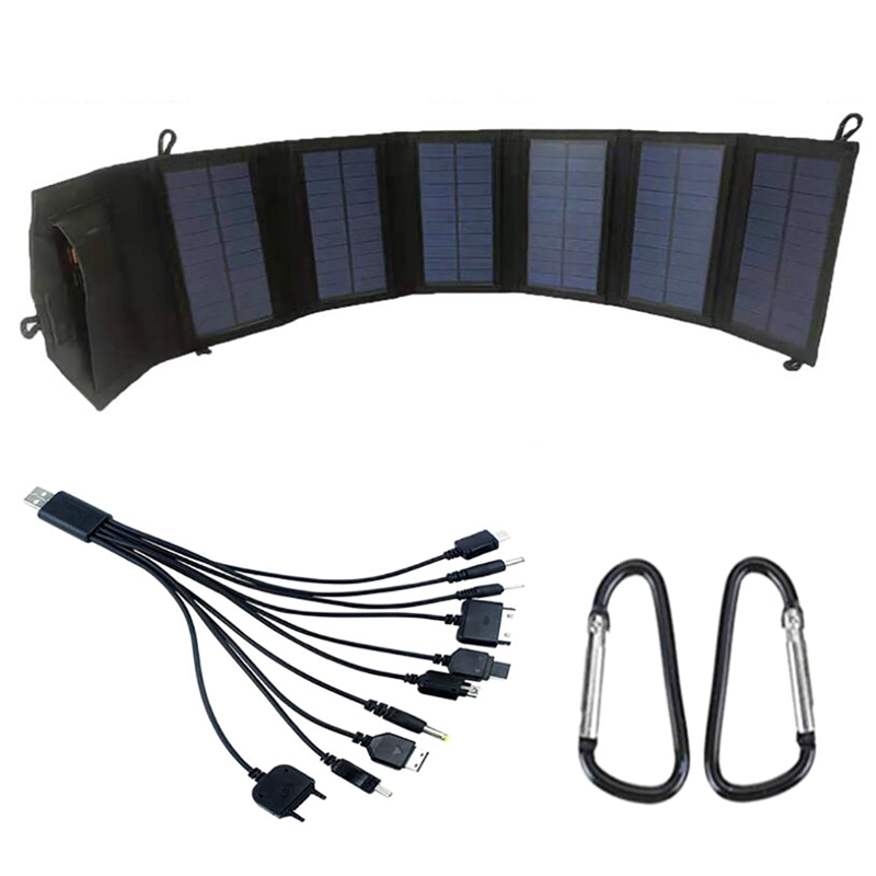 20W 5V Opvouwbare Zonnepaneel Zon Power Zonnecellen Pack 10In1 Usb-kabel Portable Solar Charger Telefoon Voor wandelen Camping