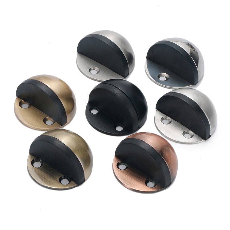 Floor-mounted Door Stops Stainless Steel Glass Door Rubber Semi-circular Anti-collision Punch Free Door Stop Wood Door Holder