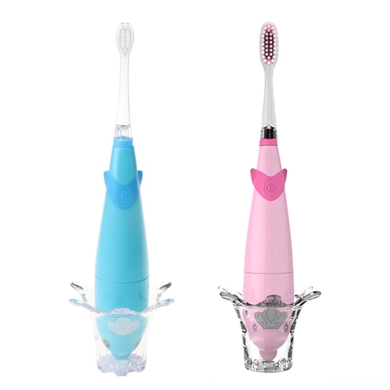 Kids Sonic Toothbrush Electric Brush Waterproof Musical Dolphin Shape LED