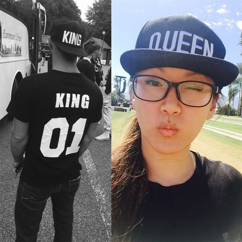 Koning koningin borduurwerk snapback pet acryl heren dames paar baseball pet hiphop sport pet