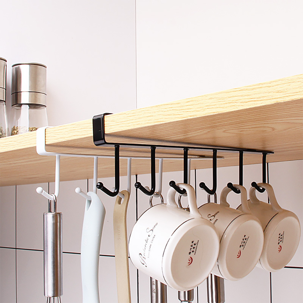 Iron Cabinet Six Hooks Seamless Hook Storage Rack More Than Row Hook Wardrobe Kitchen Punch-Free Seamless Storage Holder Shelf