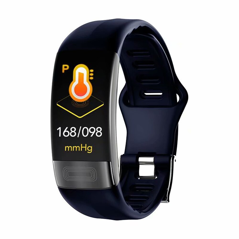 P11 ecg + ppg hrv smart armbånd blodtryks pulsmåler smart band fitness tracker skridttæller vandtæt sport smartband: Blå