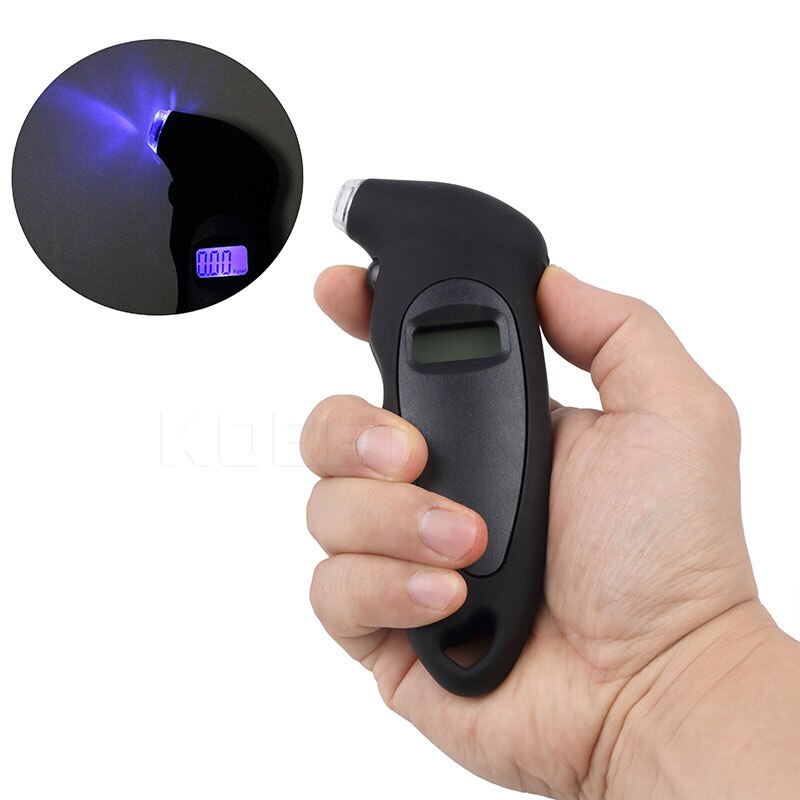 Digital Car Tire Tyre Air Pressure Gauge Meter LCD Display Manometer Barometers Tester for Car Truck Motorcycle Bike: Black