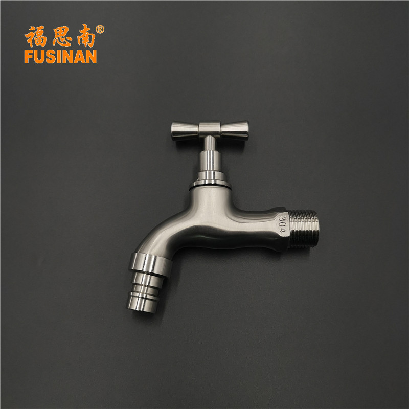 304 Stainless Steel Garden Faucet Wall Mounted Brushed Outdoor Bibcock Garden Wash Basin Mop Faucet Torneira Parede G1/2': WHITE