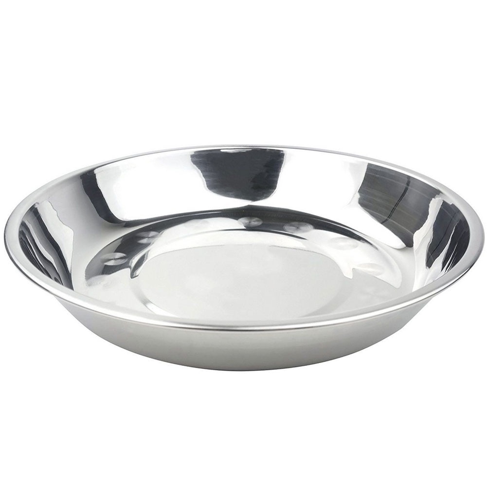 Bols à vaisselle Durable outil de cuisine | Assiette en acier inoxydable de 17*2.2CM plat peu profond pour le Barbecue assiette de fruits et légumes boulettes