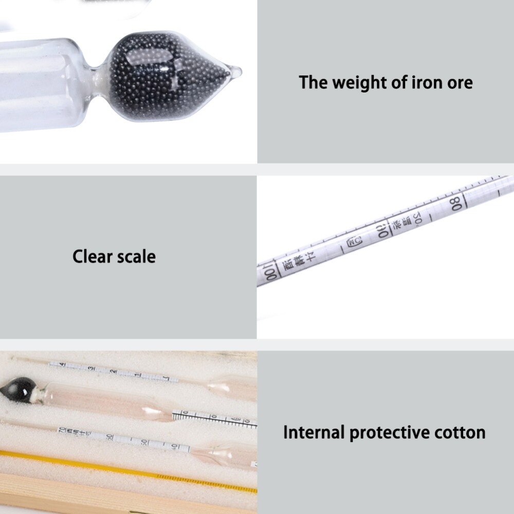 yieryi Alcohol Meter Alcoholometers Wine Meter Measuring Alcohol Concentration Meter Whisky Vodka Bar Set Tool