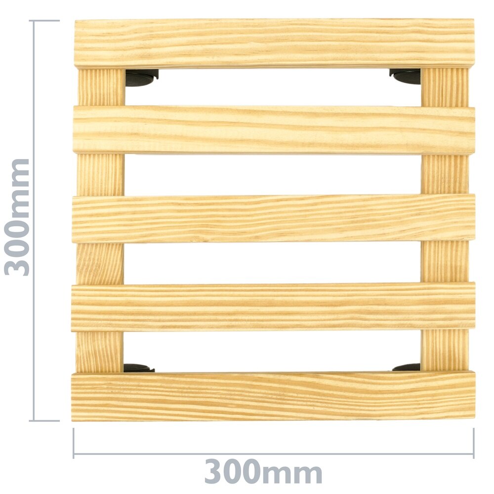 PrimeMatik-square wooden platform with wheels 30 cm