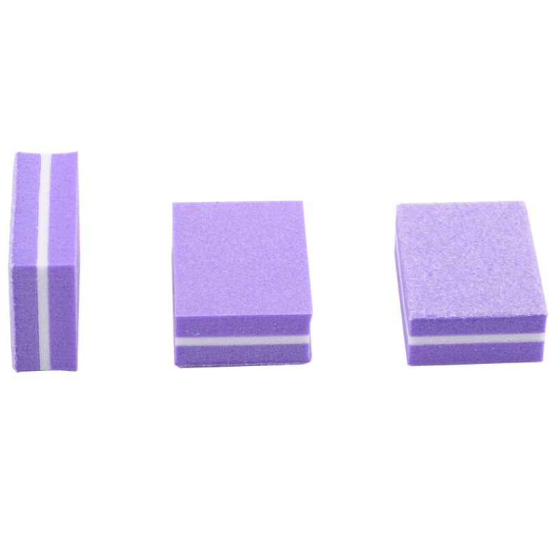 50 Stks/partij Professionele Spons Nagelvijl Beauty Mix 6 Kleur 100/180 Grit Uv Gel Nagellak Lime Een Ongle Manicure pedicure Gereedschap: Purple