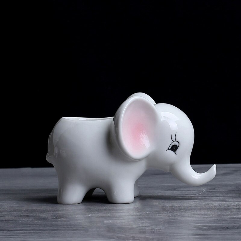Ceramic Flower Pot Cartoon Animal Elephant Succulent Bonsai Potted Planter for Indoor Outdoor Garden Yard Decoration