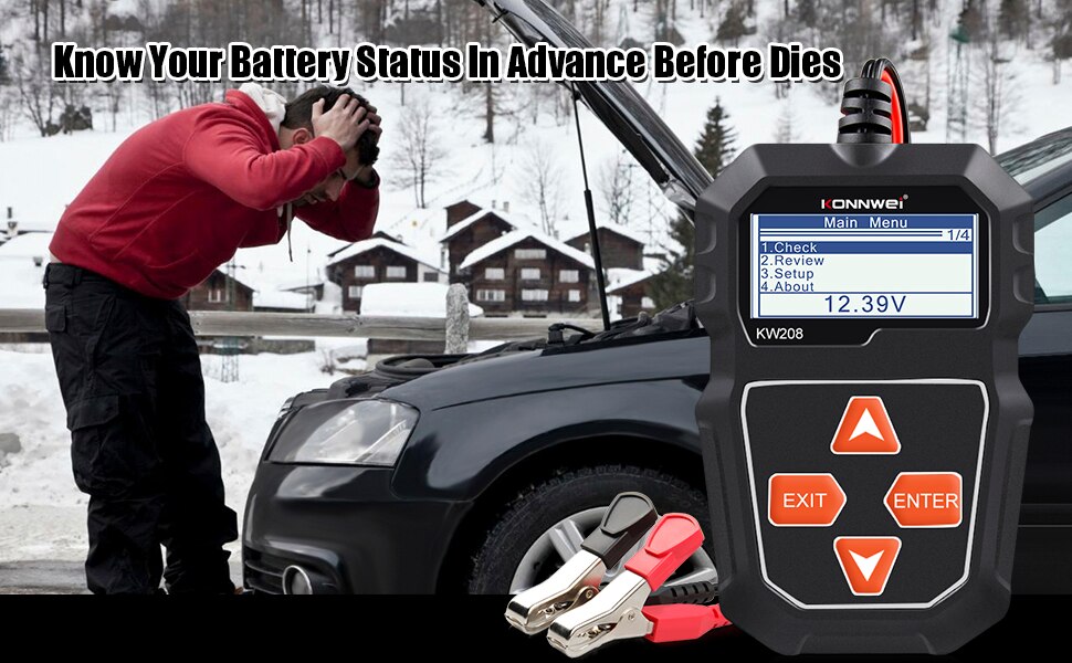 KONNWEI KW208 Car Battery Tester 12V 100 to 2000CCA Cranking Charging Circut Tester Battery Analyzer 12 Volts Battery Tools