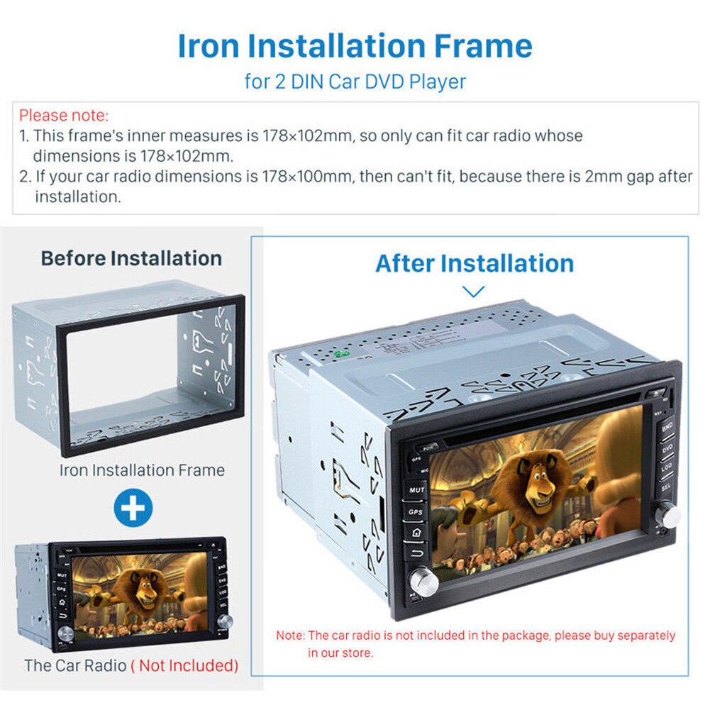 Universal Metal Car Van Radio Panel Double 2 Din Fascia Panel Stereo Radio Frame Durable