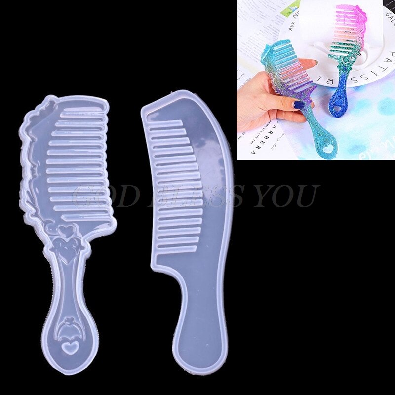 2 former kam 3d transparent epoxiharts diy mögel för diy kam gjutning silikon form konst hantverk gör handgjorda kam