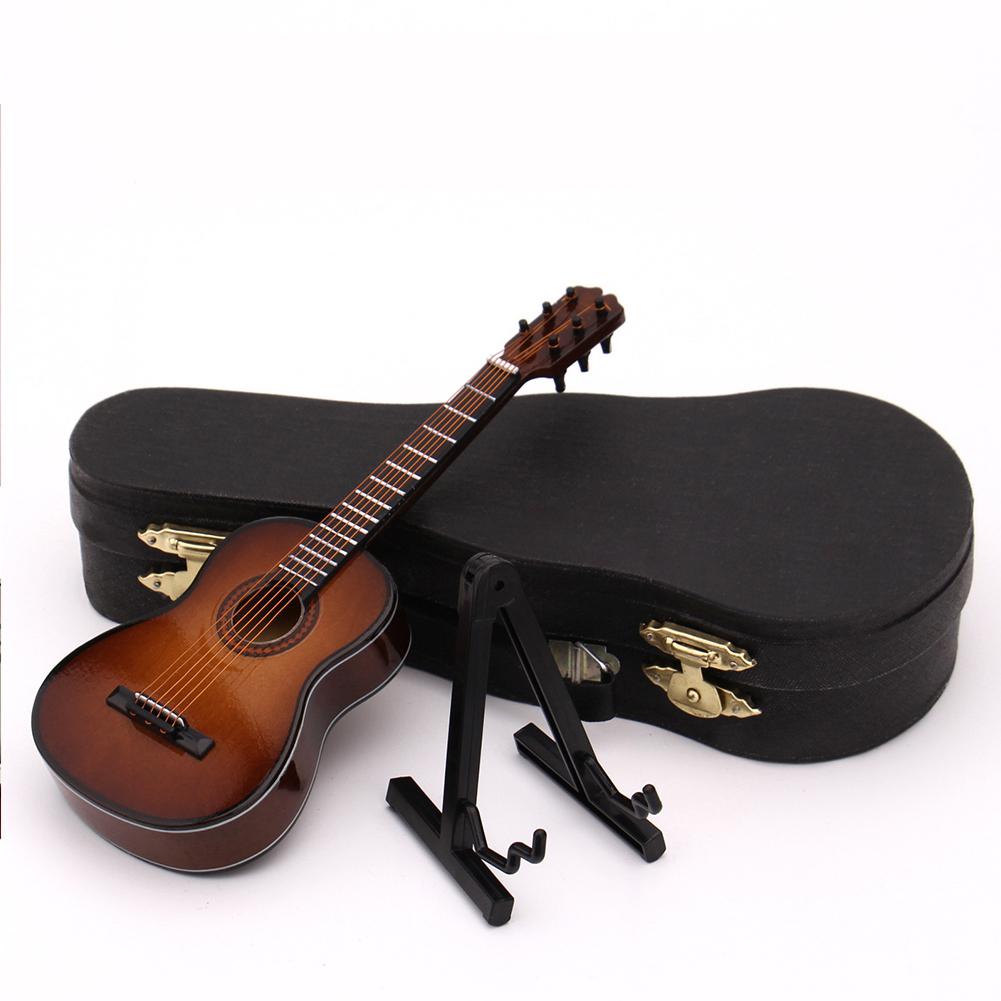 Mini Klassieke Gitaar Houten Miniatuur Gitaar Model Muziekinstrument Guitarra Decoratie met Case Stand Koffie