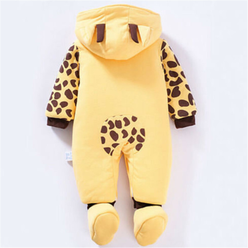 Baby Boy Girl Winter Warm Quilted Romper Jumpsuit Hooded Kids Outfit Clothes 3-24M