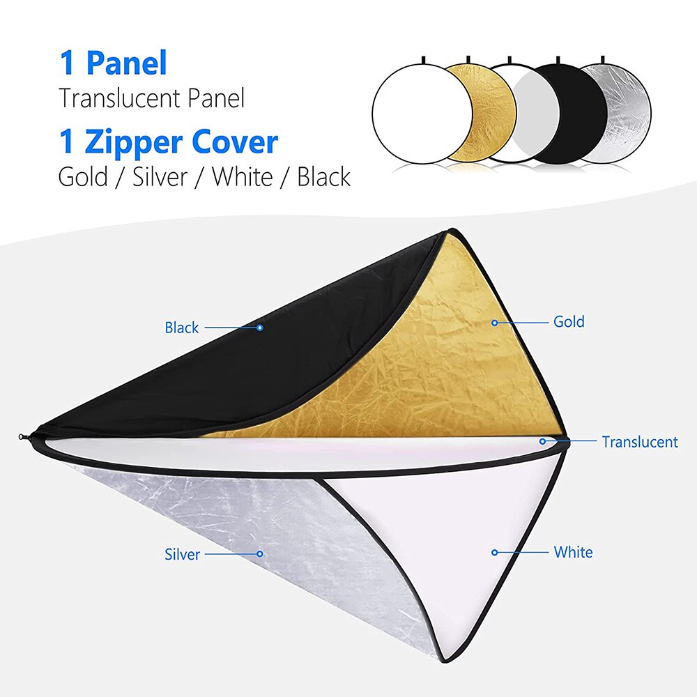 XILETU – réflecteur de lumière 5 en 1, 43 pouces/110 pouces, pliable, multi-disques avec sac, pour éclairage de Studio de photographie et éclairage extérieur