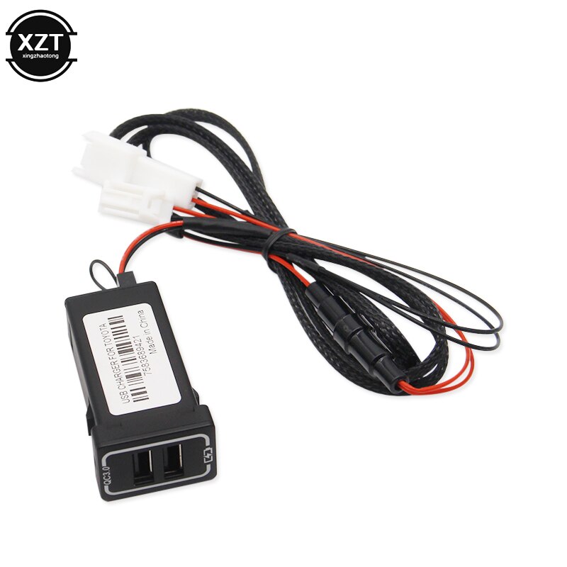 QC3.0 Quickcharge Car Charger Dual USB Phone PDA DVR Adapter Plug & Play Cable For Toyota series Cars