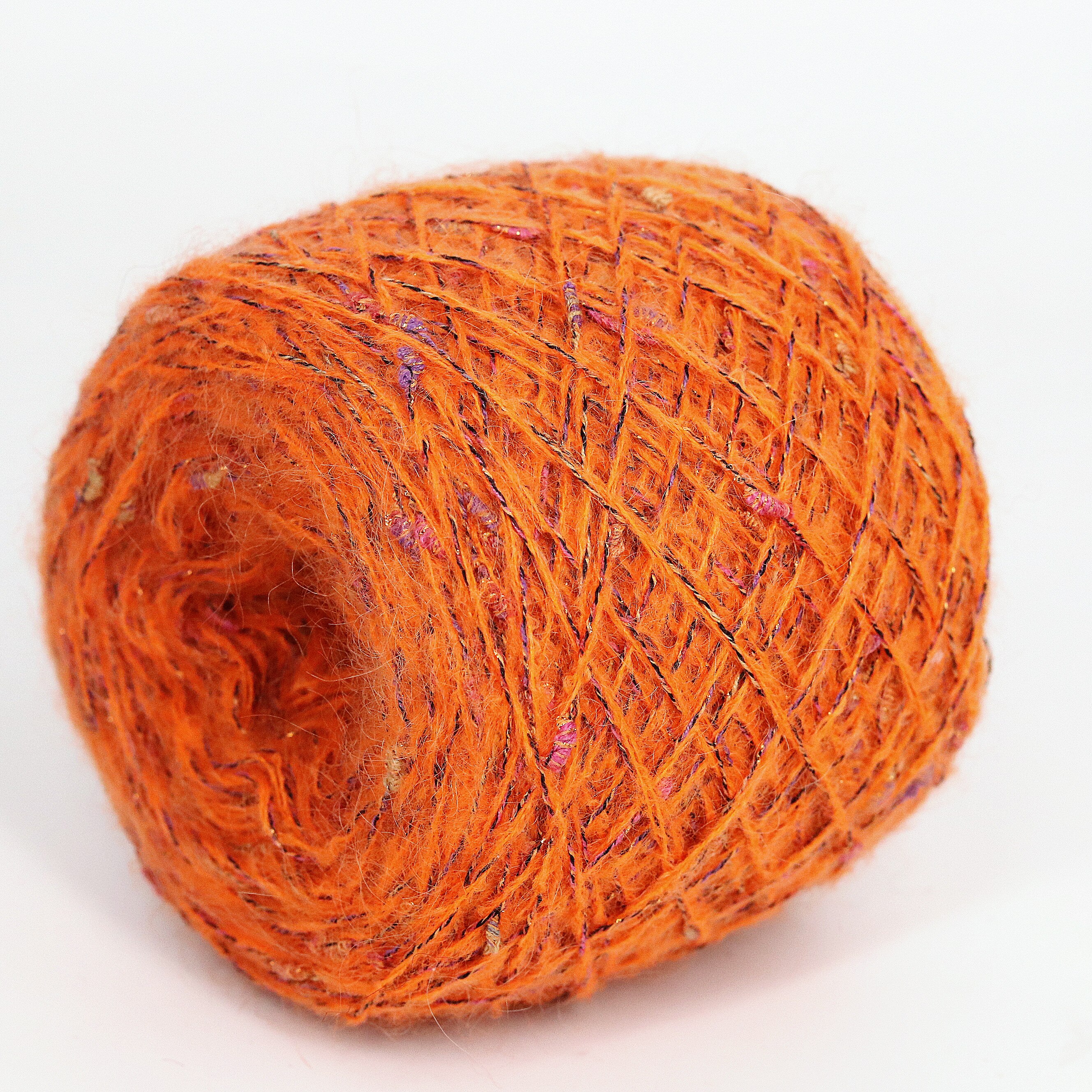 50G Metallic Fancy Knoop Mohair Garen Вязание Пряжа Wol Draad Anti-Pilling Voor Haken Sjaal Trui: orange